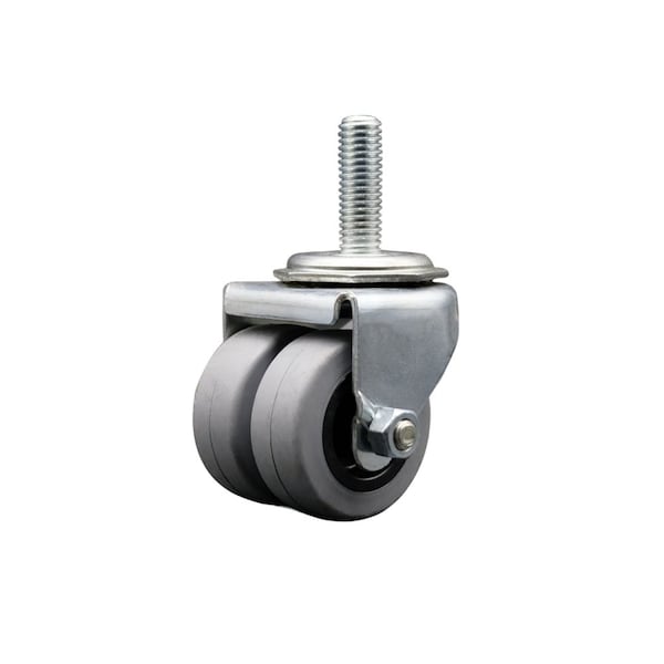 Low Profile Thermoplastic 2'' Dual Wheel 1/2'' Threaded Stem Caster